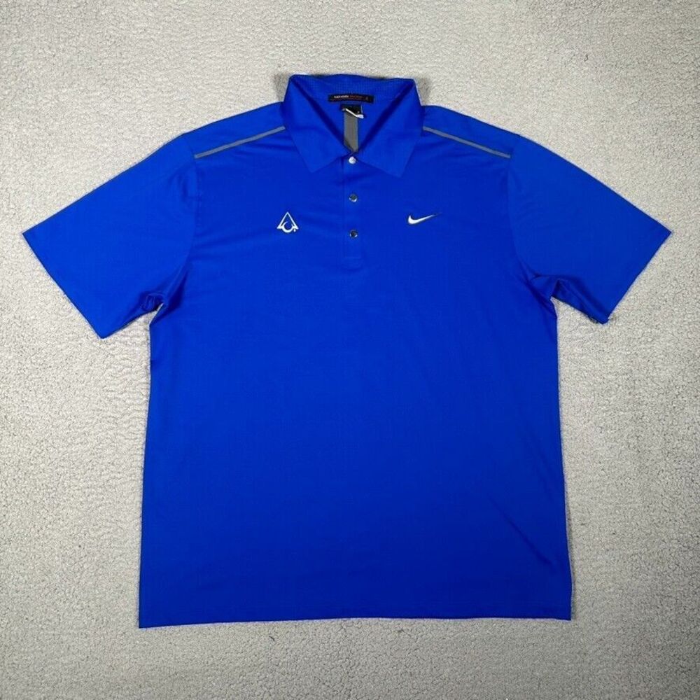 Nike Shirt Mens Large‎ Blue Tiger Woods Collection Golf Polo Performance Logo